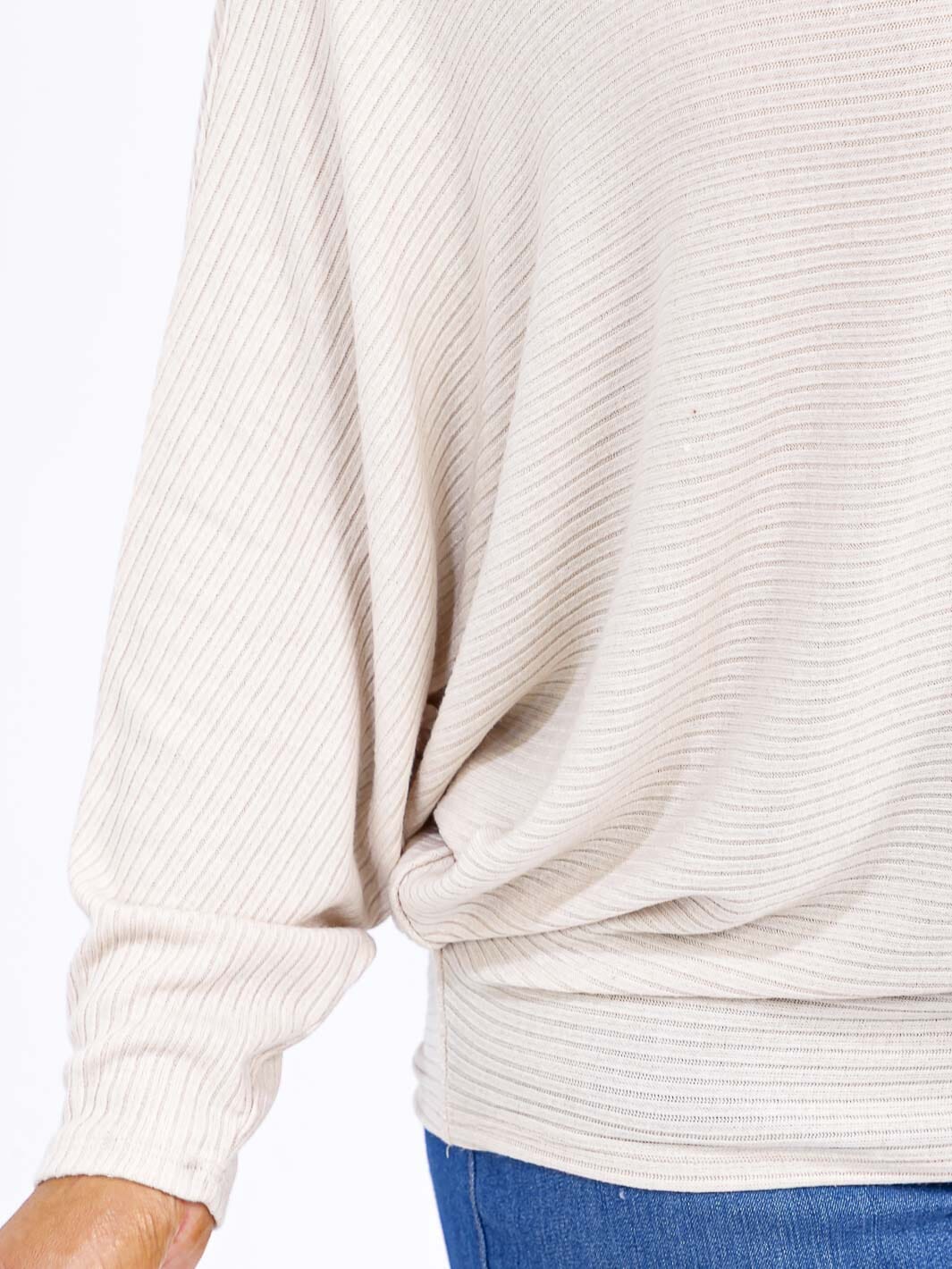 PLUS SIZE LONG SLEEVE RIBBED LOOSE FIT TOP