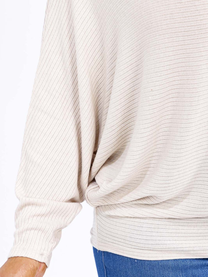 PLUS SIZE LONG SLEEVE RIBBED LOOSE FIT TOP