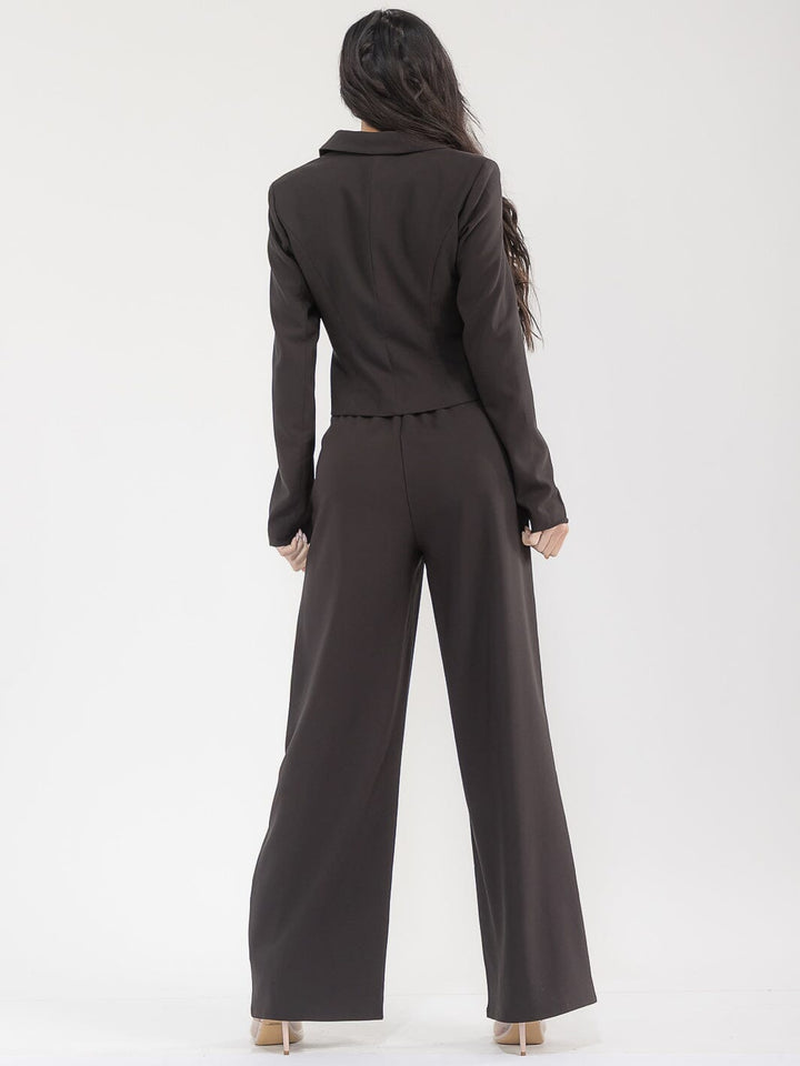 WOMEN'S LONG SLEEVE BLAZER & BUTTON CLOSURE PANTS SOLID 2PC. SET