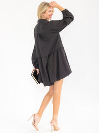 WOMEN'S LONG SLEEVE BUTTON UP LOOSE FIT MINI DRESS