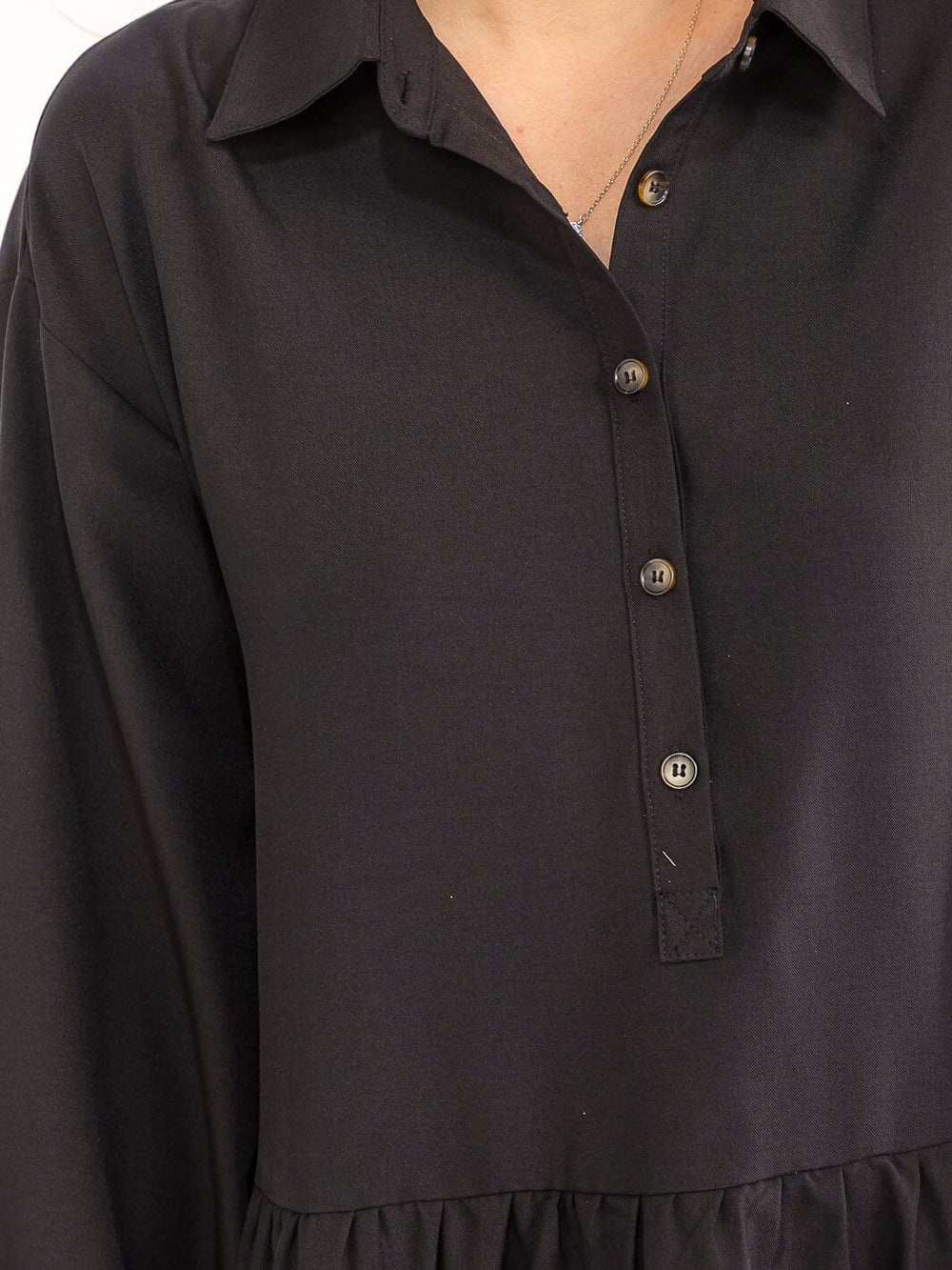 WOMEN'S LONG SLEEVE BUTTON UP LOOSE FIT MINI DRESS