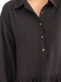 WOMEN'S LONG SLEEVE BUTTON UP LOOSE FIT MINI DRESS