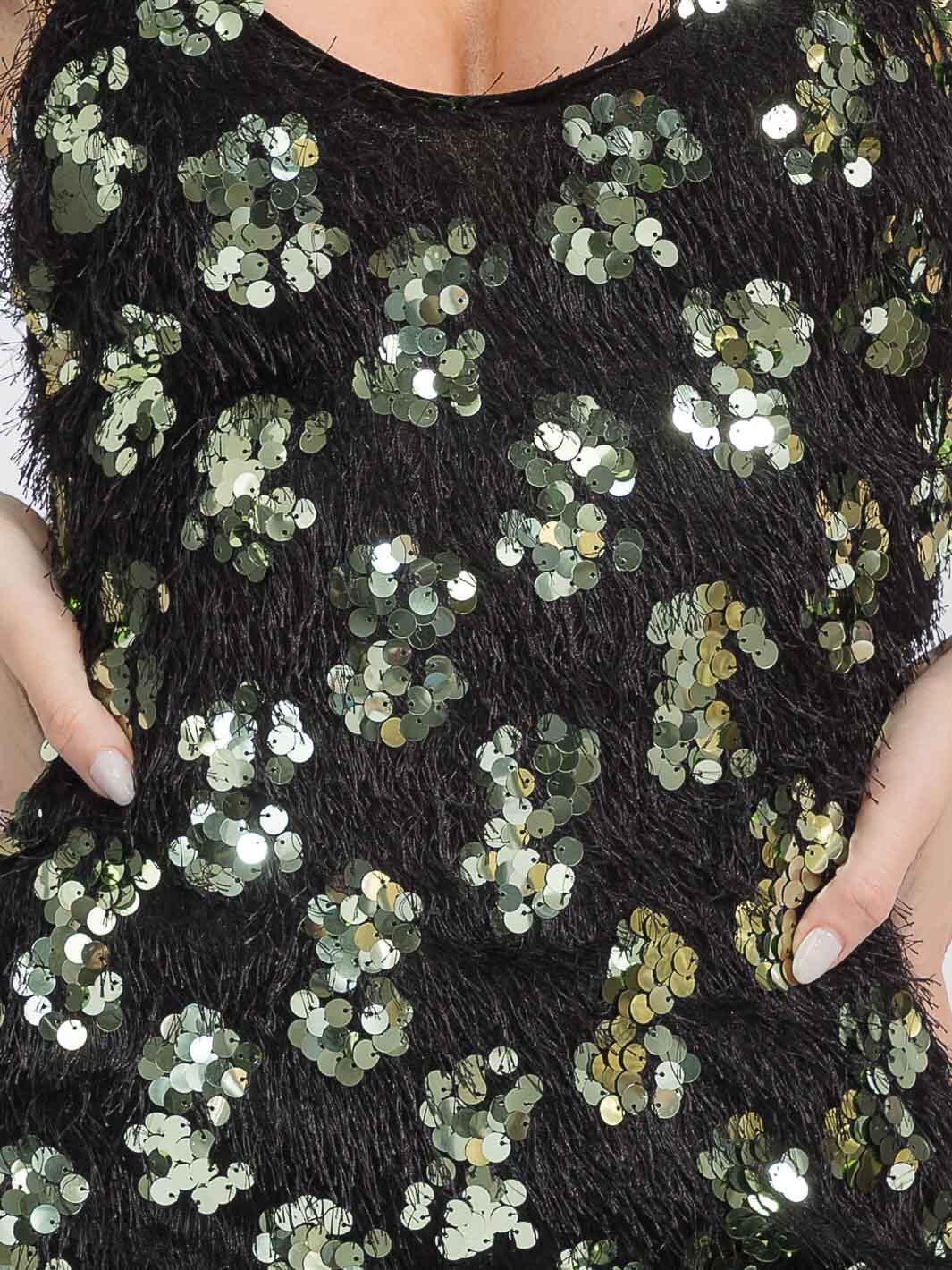 WOMEN'S SLEEVELESS V-NECK OPEN BACK SEQUINS BODYCON MINI DRESS