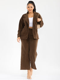 WOMEN'S LONG SLEEVE CARDIGAN & ELASTIC WAIST CORDUROY 2PC. SET
