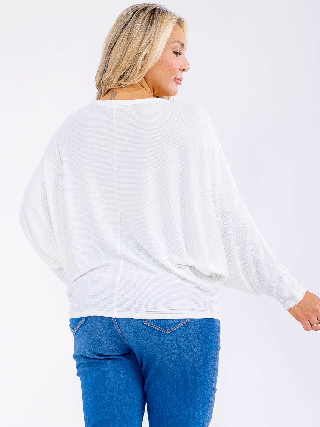 PLUS SIZE LONG SLEEVE RIBBED LOOSE FIT TOP