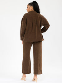 WOMEN'S LONG SLEEVE CARDIGAN & ELASTIC WAIST CORDUROY 2PC. SET