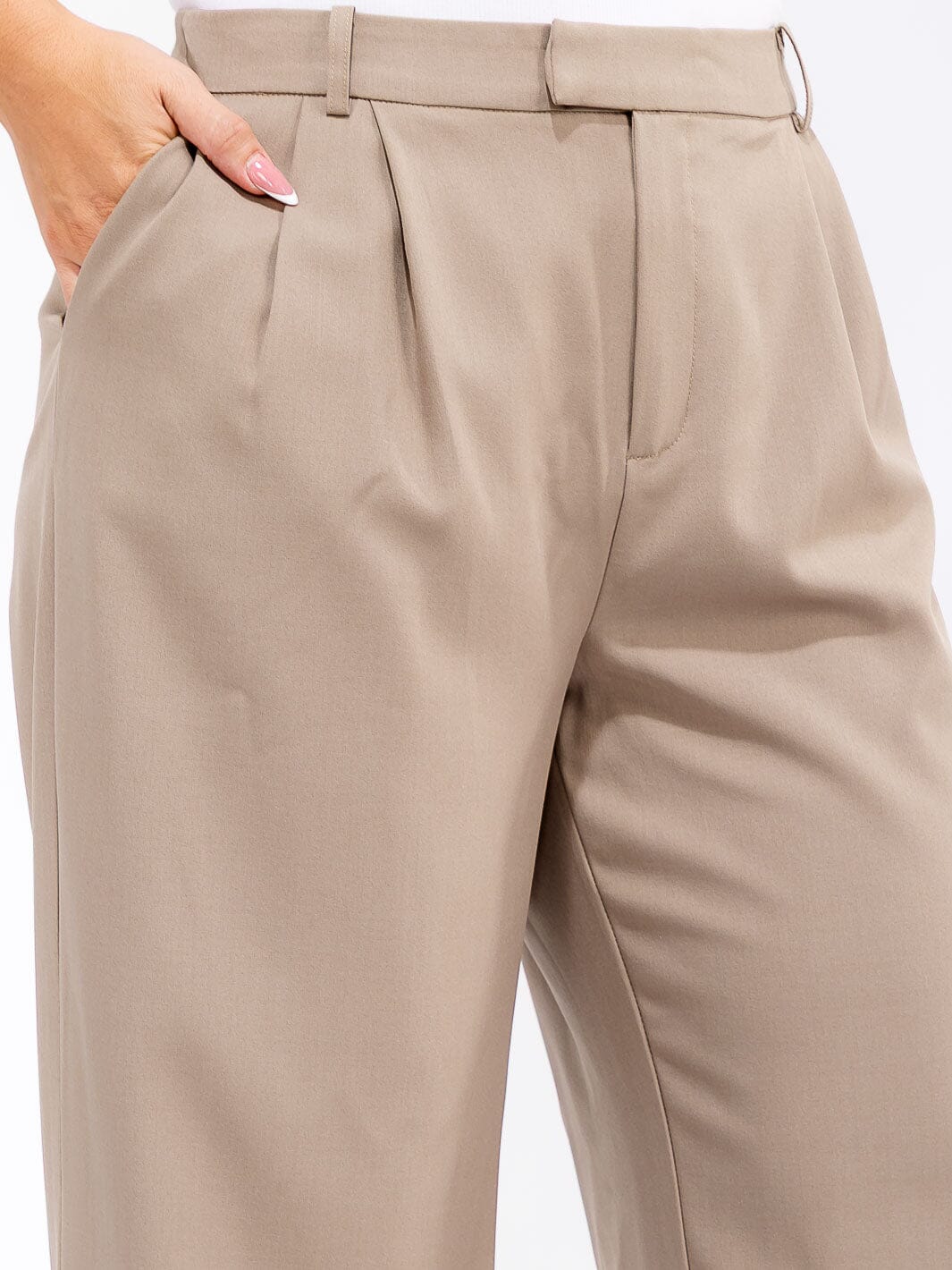 PLUS SIZE BUTTON CLOSURE POCKETS WIDE LEG PANTS