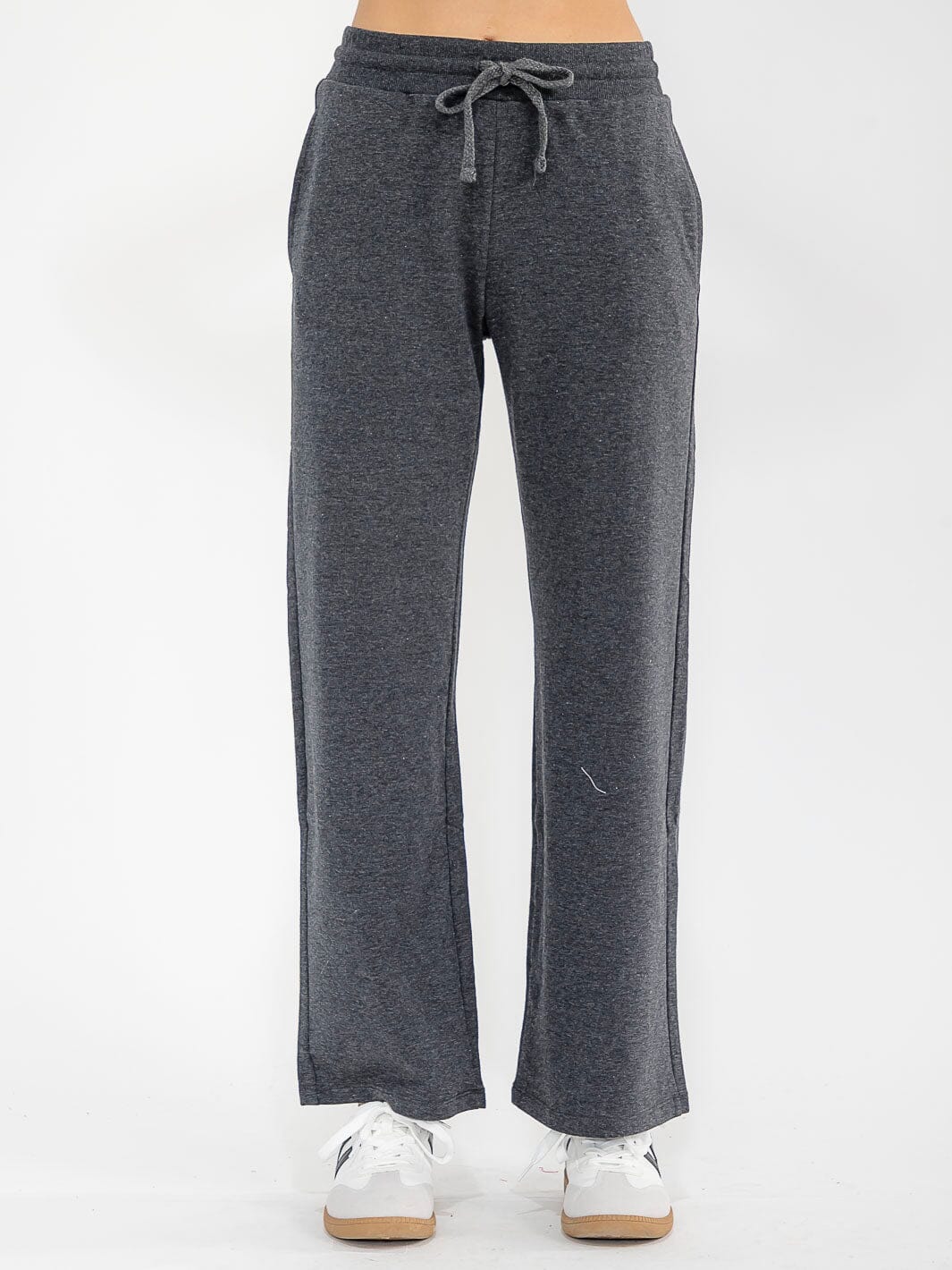 WOMEN'S ELASTIC WAIST FRONT POCKETS WIDE LEG PANTS