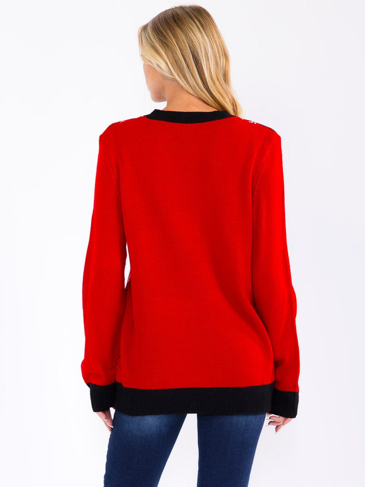 WOMEN'S LONG SLEEVE CHRISTMAS GRAPHIC PULLOVER SWEATER
