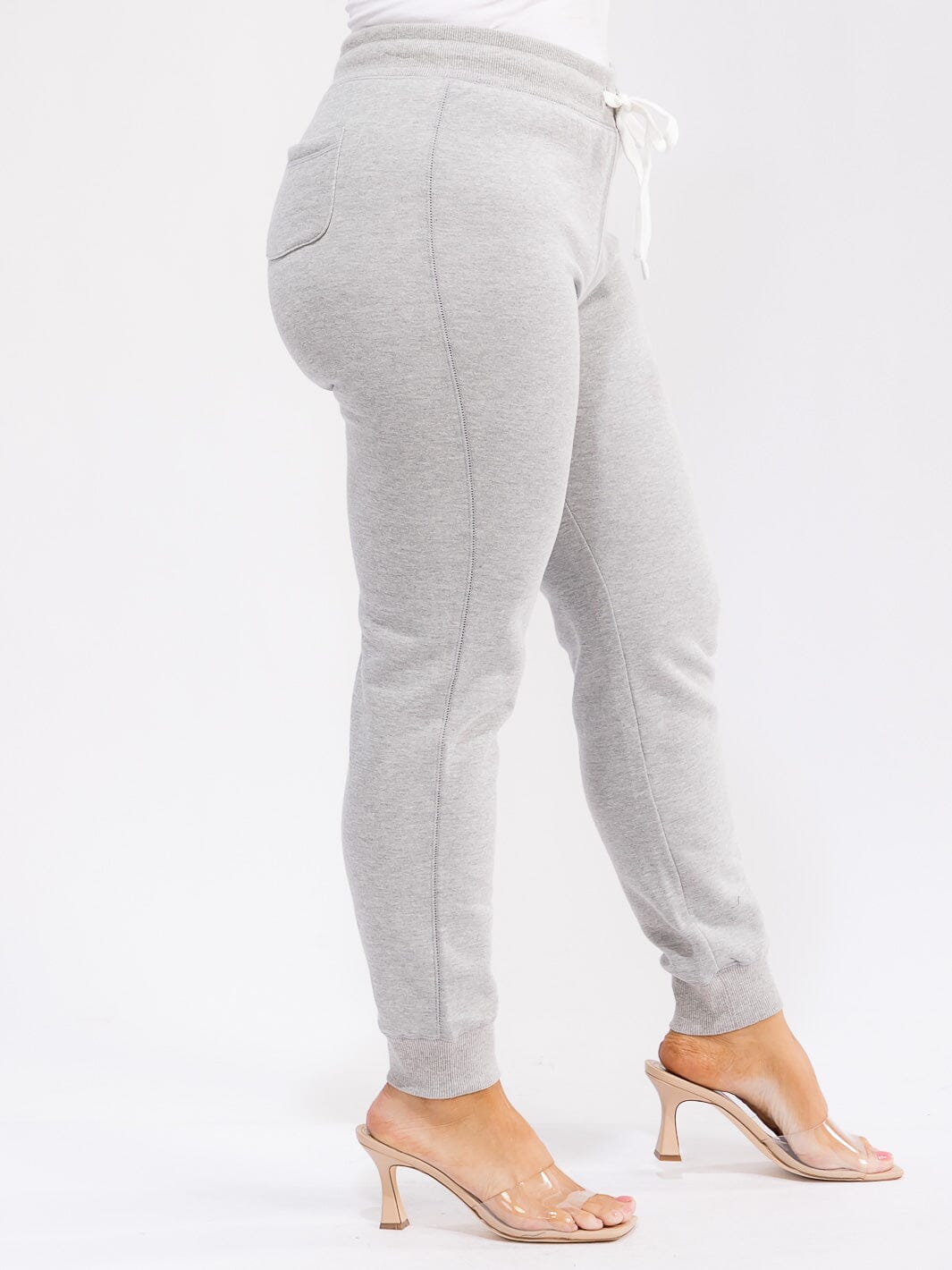 PLUS SIZE ELASTIC WAIST SELF TIE JOGGER FLEECE PANTS
