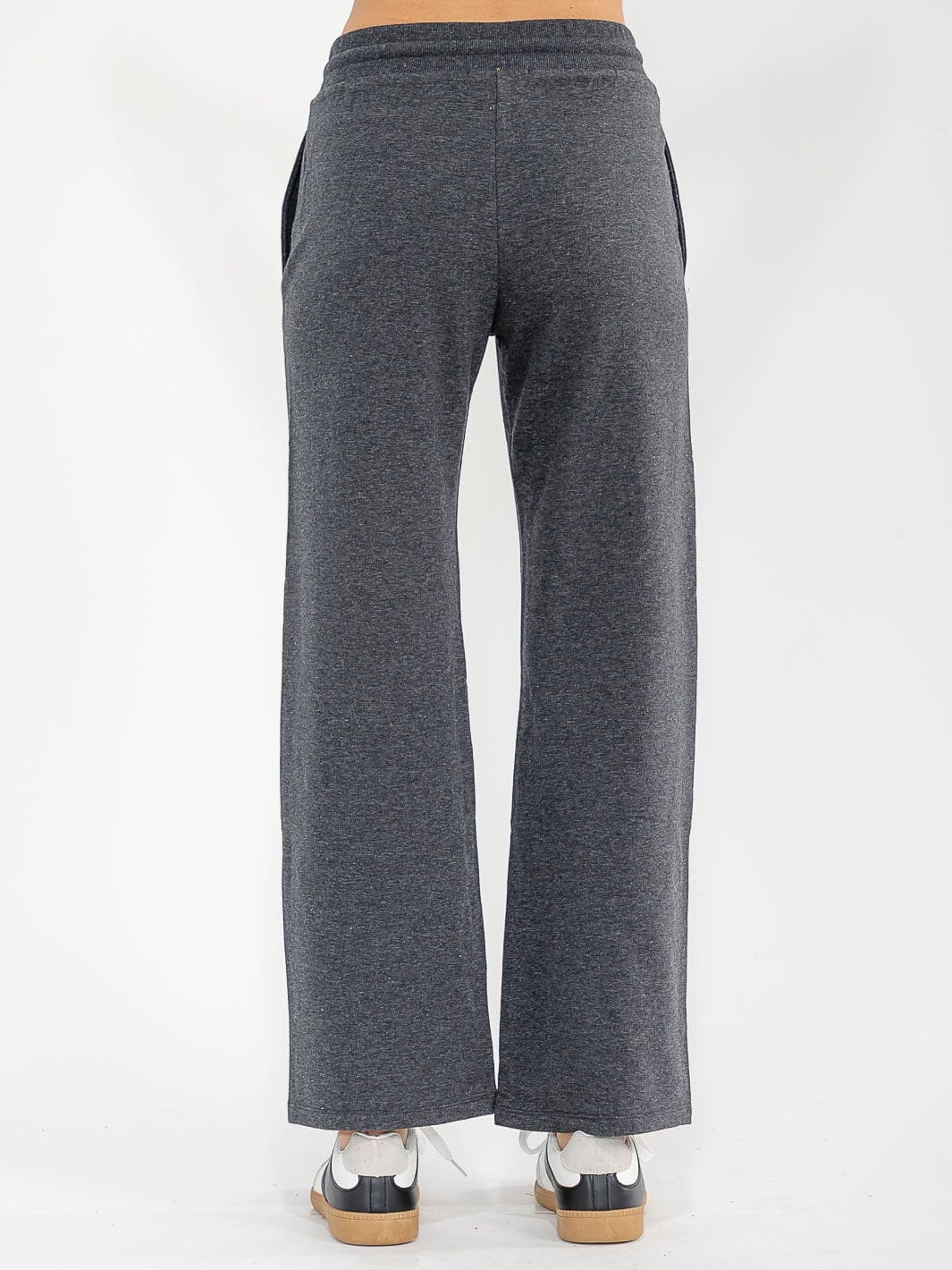 WOMEN'S ELASTIC WAIST FRONT POCKETS WIDE LEG PANTS