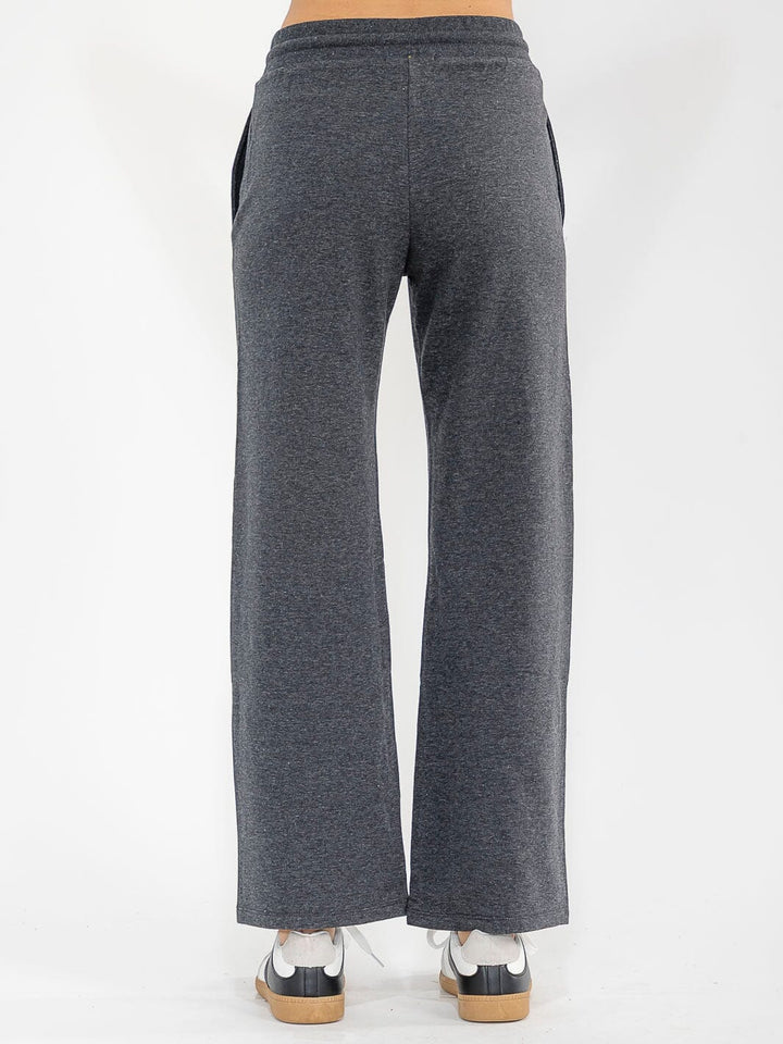 WOMEN'S ELASTIC WAIST FRONT POCKETS WIDE LEG PANTS