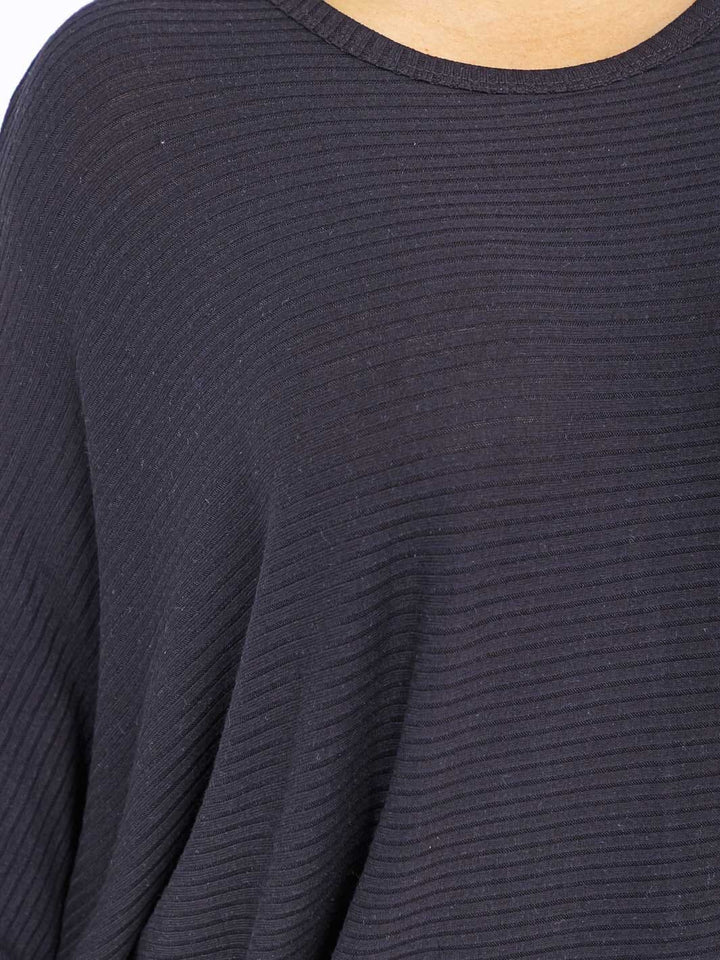 PLUS SIZE LONG SLEEVE RIBBED LOOSE FIT TOP