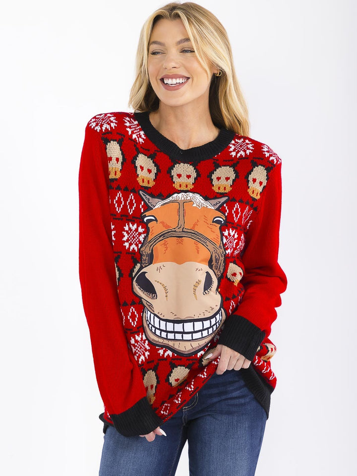 WOMEN'S LONG SLEEVE CHRISTMAS GRAPHIC PULLOVER SWEATER
