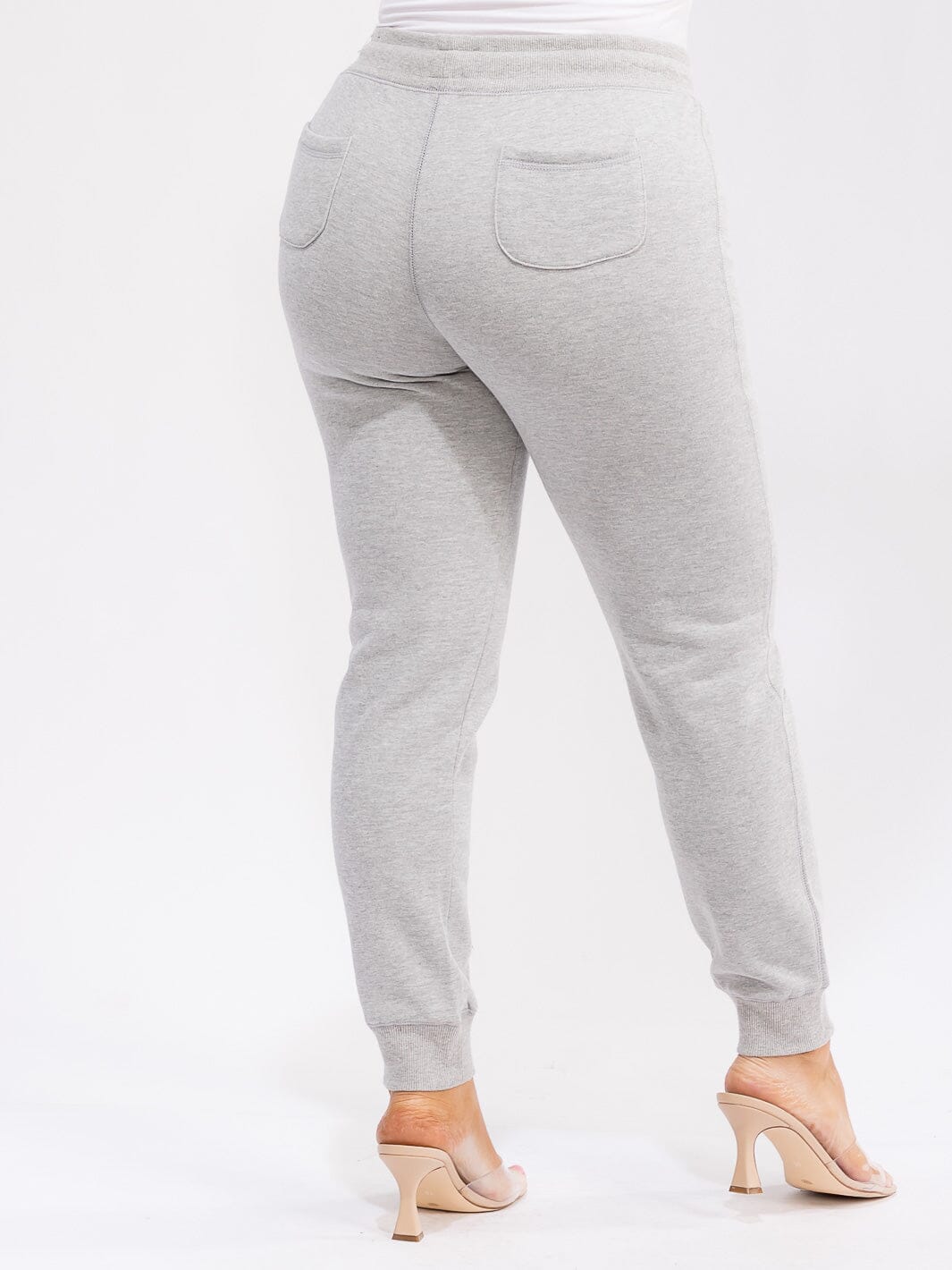 PLUS SIZE ELASTIC WAIST SELF TIE JOGGER FLEECE PANTS