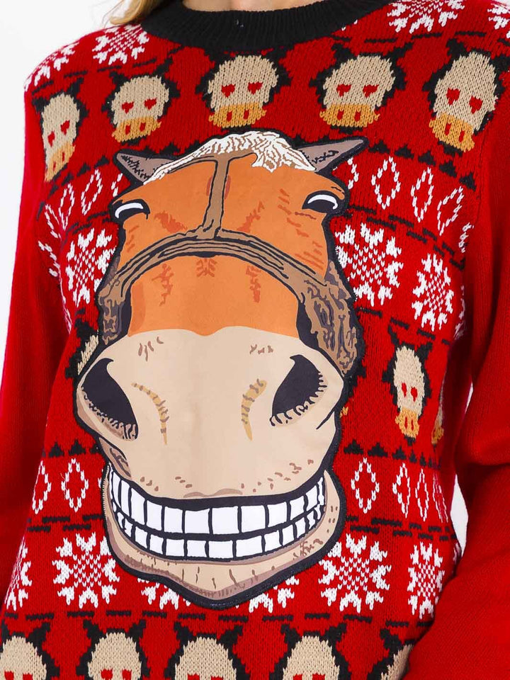 WOMEN'S LONG SLEEVE CHRISTMAS GRAPHIC PULLOVER SWEATER