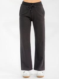 WOMEN'S ELASTIC WAIST FRONT POCKETS WIDE LEG PANTS