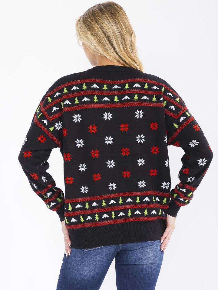 WOMEN'S LONG SLEEVE CHRISTMAS GRAPHIC PULLOVER SWEATER
