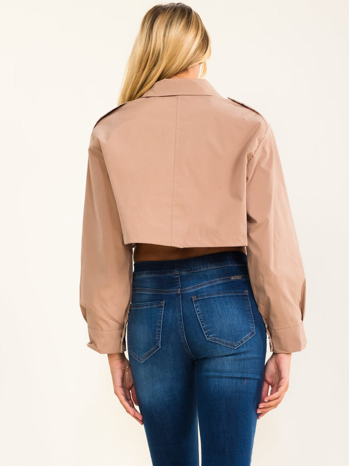 WOMEN'S LONG SLEEVE BUTTON UP CROP JACKET