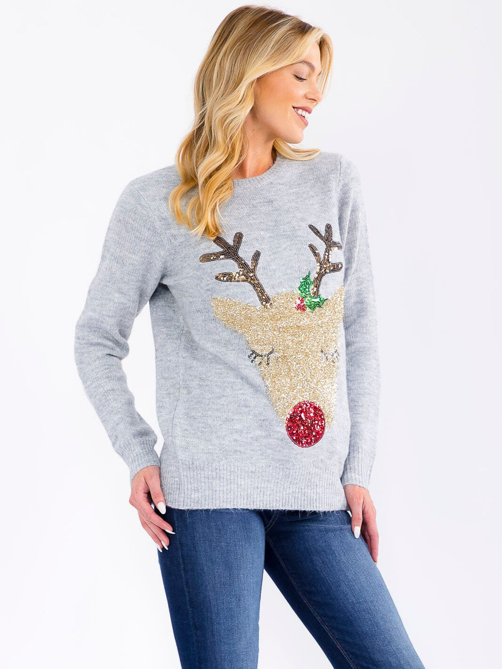 WOMEN'S LONG SLEEVE CHRISTMAS GRAPHIC PULLOVER SWEATER