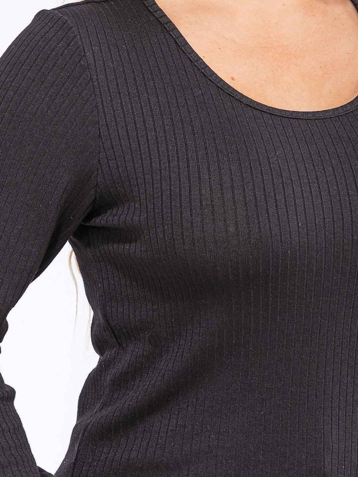 PLUS SIZE LONG SLEEVE RIBBED BASIC TOP