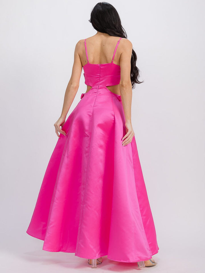 WOMEN'S SLEEVELESS CUT OUT FRONT POCKETS MAXI DRESS