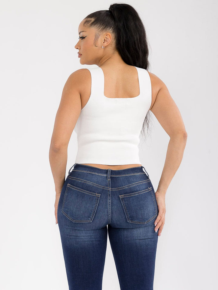 WOMEN'S SLEEVELESS SQUARE NECK BANDAGE TANK TOP