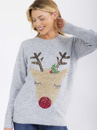 WOMEN'S LONG SLEEVE CHRISTMAS GRAPHIC PULLOVER SWEATER