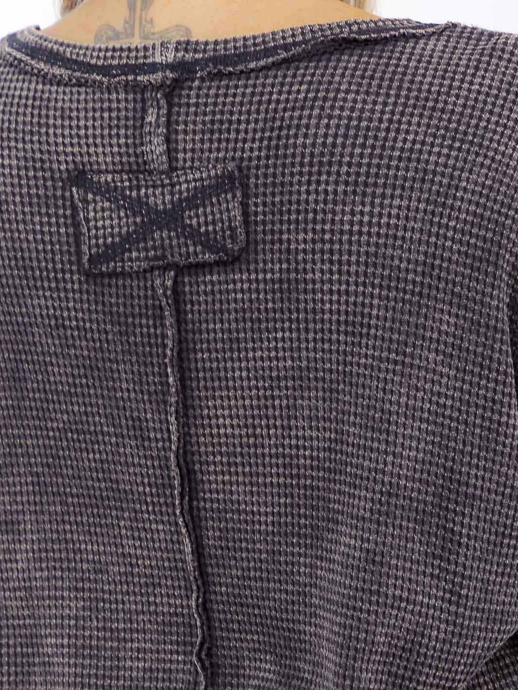 PLUS SIZE LONG SLEEVE WAFFLE WASHED TOP