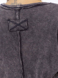 PLUS SIZE LONG SLEEVE WAFFLE WASHED TOP