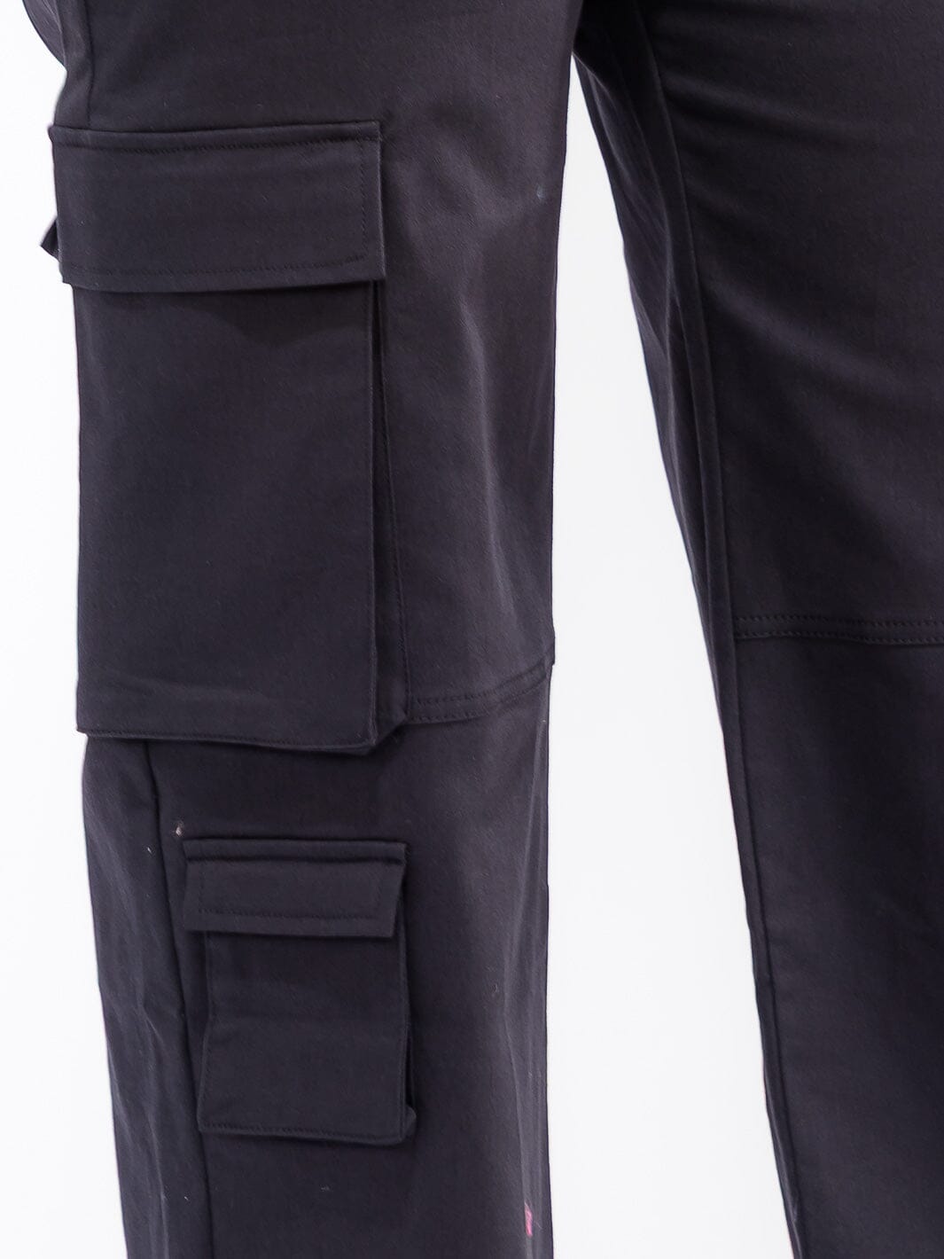 PLUS SIZE BUTTON CLOSURE CARGO POCKETS WIDE LEG PANTS