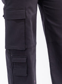 PLUS SIZE BUTTON CLOSURE CARGO POCKETS WIDE LEG PANTS