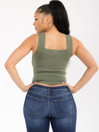 WOMEN'S SLEEVELESS SQUARE NECK BANDAGE TANK TOP