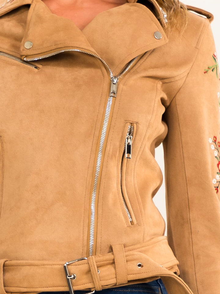 WOMEN'S SUEDE EMBRODIERY AND HARDWEAR JACKET