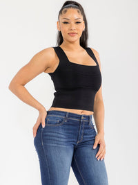 WOMEN'S SLEEVELESS SQUARE NECK BANDAGE TANK TOP