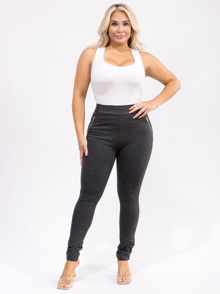 PLUS SIZE ELASTIC WAIST SKINNY LEG PANTS
