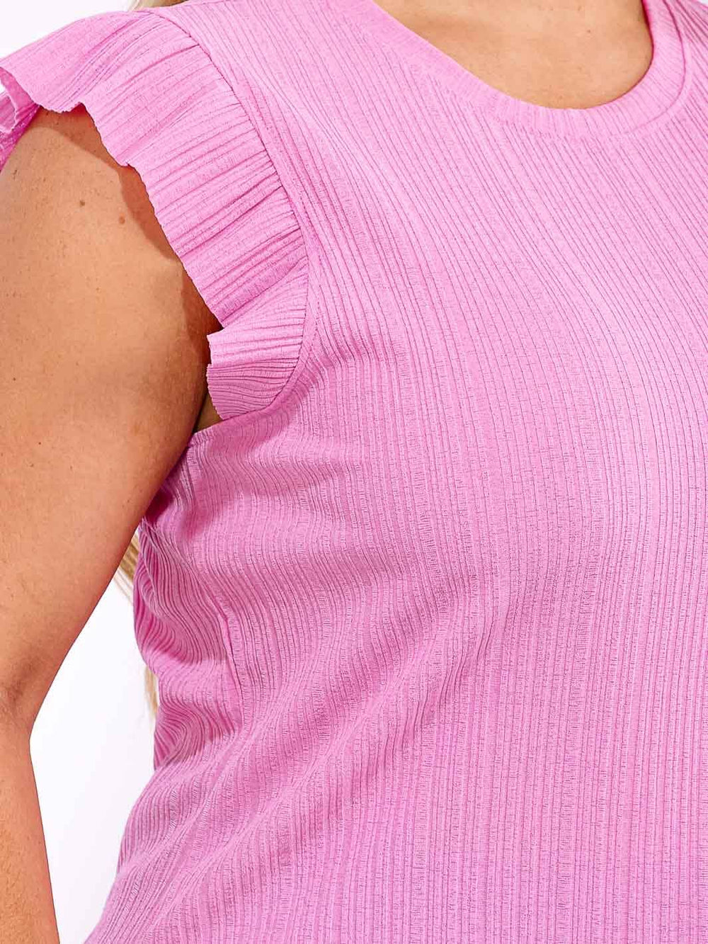 PLUS SIZE SLEEVELESS RUFFLE DETAILED TANK TOP