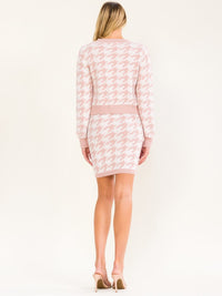WOMEN'S LONG SLEEVE BUTTON UP SWEATER & ELASTIC WAIST MINI SKIRT PRINT 2PC. SET