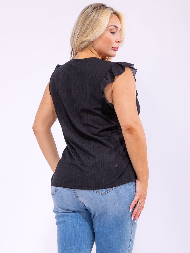 PLUS SIZE SLEEVELESS RUFFLE DETAILED TANK TOP
