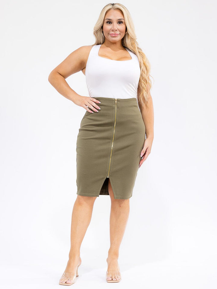 PLUS SIZE ZIPPER CLOSURE PENCIL MINI SKIRT