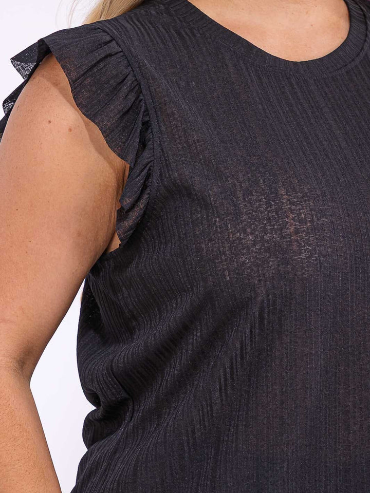 PLUS SIZE SLEEVELESS RUFFLE DETAILED TANK TOP