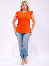 PLUS SIZE SLEEVELESS RUFFLE DETAILED TANK TOP