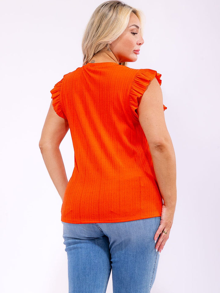 PLUS SIZE SLEEVELESS RUFFLE DETAILED TANK TOP