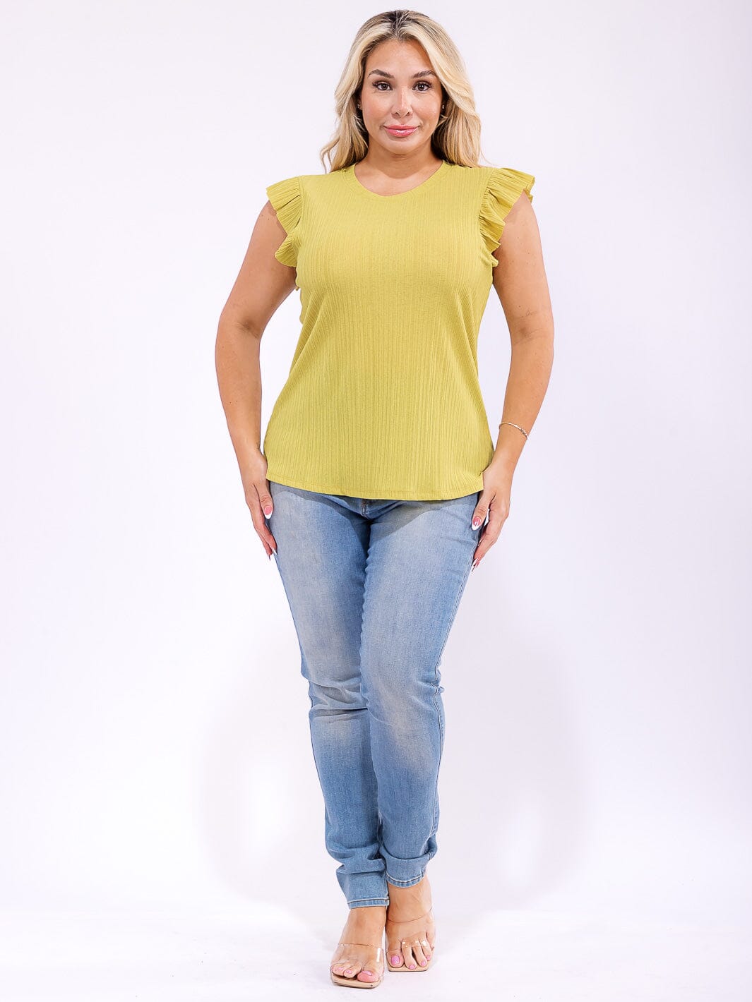 PLUS SIZE SLEEVELESS RUFFLE DETAILED TANK TOP