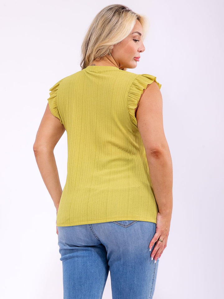 PLUS SIZE SLEEVELESS RUFFLE DETAILED TANK TOP