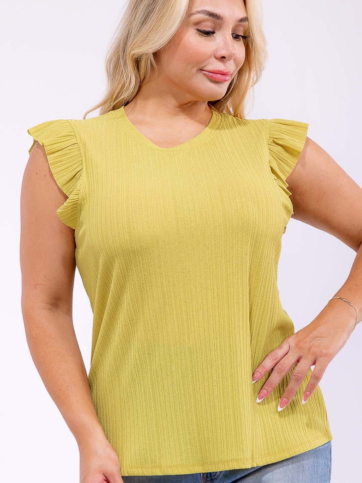 PLUS SIZE SLEEVELESS RUFFLE DETAILED TANK TOP