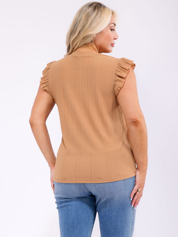 PLUS SIZE SLEEVELESS RUFFLE DETAILED TANK TOP