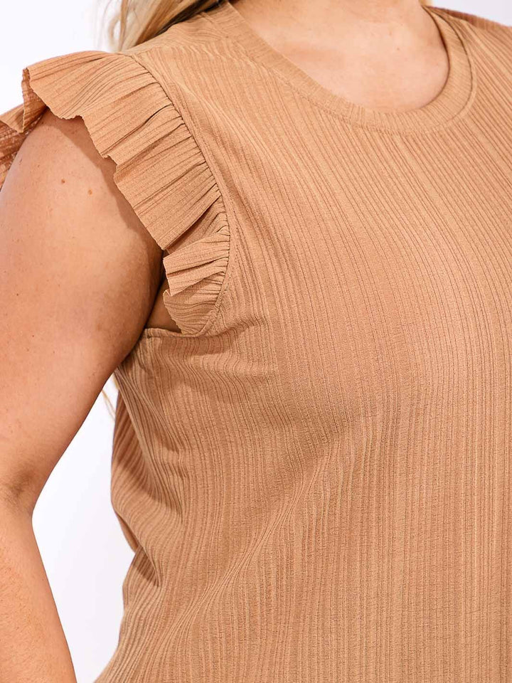 PLUS SIZE SLEEVELESS RUFFLE DETAILED TANK TOP