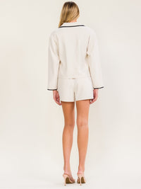 WOMEN'S LONG SLEEVE BLAZER & ELASTIC WAIST MINI SKORT COLORBLOCK 2PC. SET