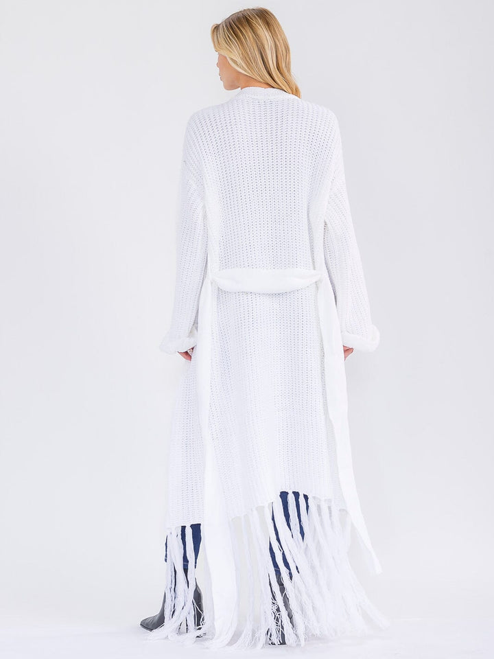 WOMEN'S LONG SLEEVE OPEN FRONT KNIT OVERSIZED FRINGE CARDIGAN